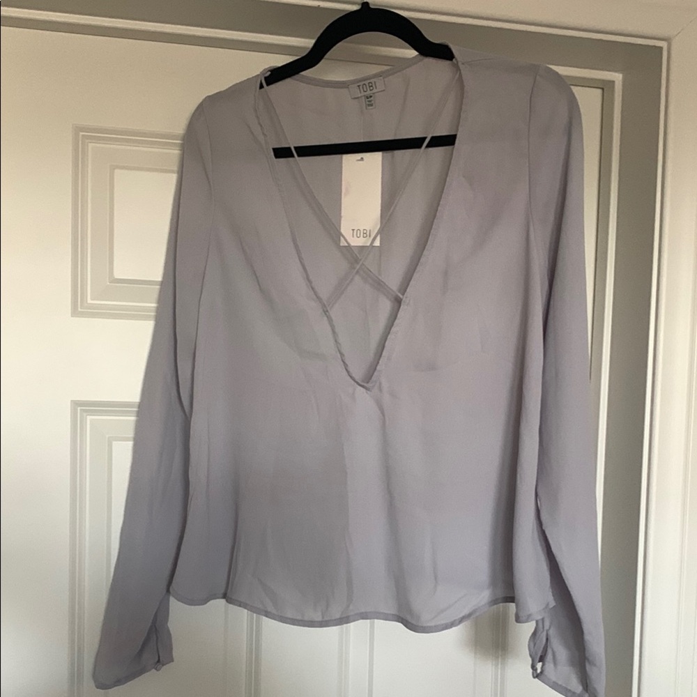 Tobi Zohar Plunging Deep V-Neck Blouse